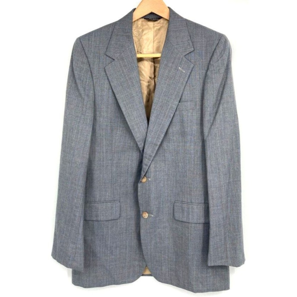 Bill Blass Men's Sz 40R Gray Grey Sport Coat Jacket Plaid Check - Made in USA